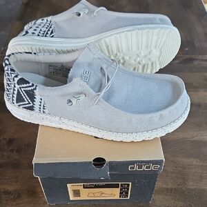 Hey Dude Size 10 Men's NEW Wally Funk Light Gray Canvas Slip-On Shoes